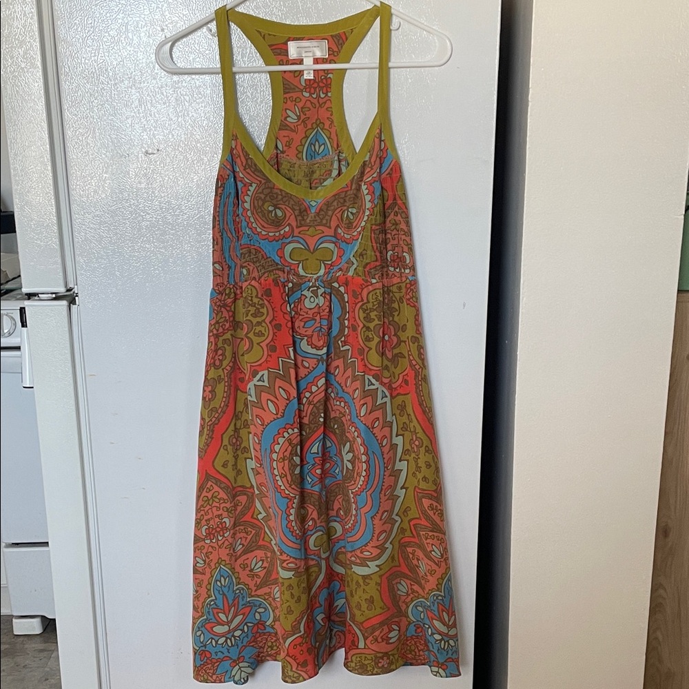 Moulinette Soeurs Size 12 100% Silk‎ Multicolor Paisley Cottage Core Midi Dress